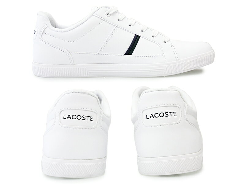 ラコステ【LACOSTE】EUROPA 0120 1 エウロパ 0120 1 ホワイト/ダークグリーン(1R5) SM00070メンズスニーカー/ローカット/レザーシューズ/カジュアル/紐靴/レースアップ/普段履き/スポーツカジュアル/快適/消臭/防菌/人気モデル/新作【あす楽】