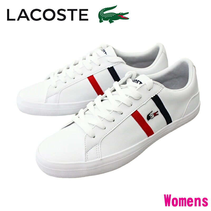 LACOSTE ラコステ LEROND TRI 1 レディース ローカットスニーカー CFA0087 ホワイト/ネイビー/レッド(407) スポーツカジュアル スポーティ レザーシューズ 紐靴 レースアップ 普段履き 快適 消臭 防菌 コート系スニーカー ルロン TRI 1