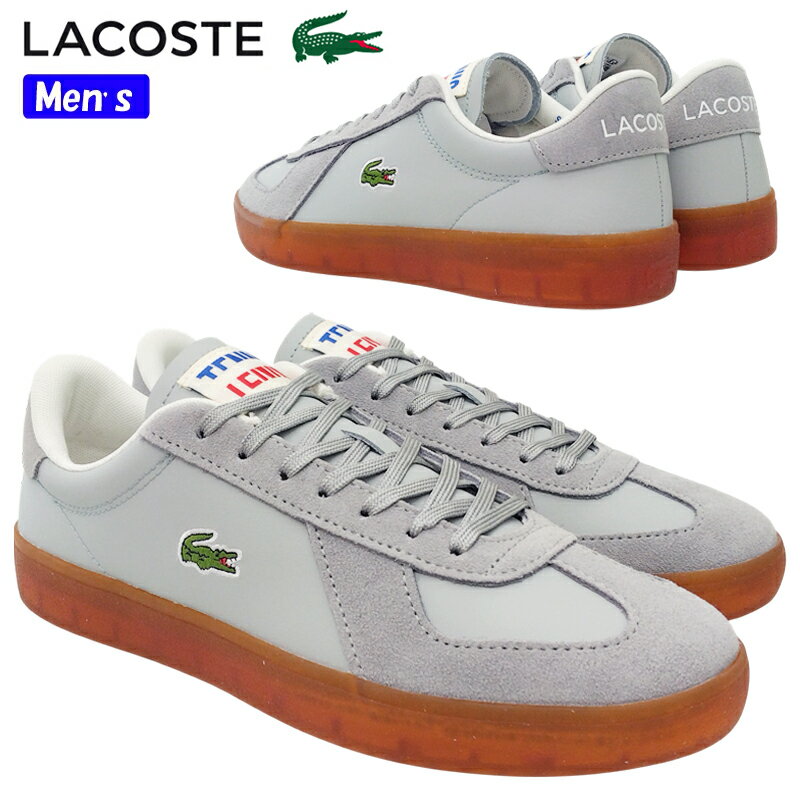 Rakuten - LACOSTE ラコステ BASESHOT PRO 126 1 SMA メンズ ローカットスニーカー 51SMA0077 ライトグレー/ガム(AAD) カジュアル レザー 紐靴 レースアップ 普段履き シンプル