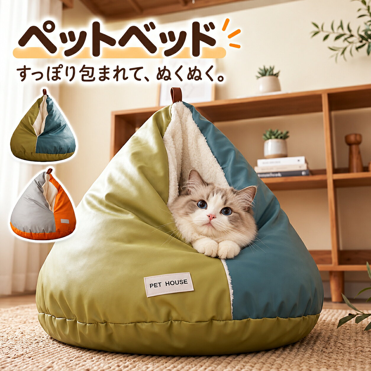 ペットベッド 猫 ペット 鶏のおしり 犬 ベッド ドーム型 ふわふわ 包み込み ドームハウス ペットテント 冬 暖かい 小型犬 ネコ ペットハウス 寒さ対策 ペット用寝袋 保温防寒 洗える 滑り止め 半密閉式 暖かい もこもこ ペット用品