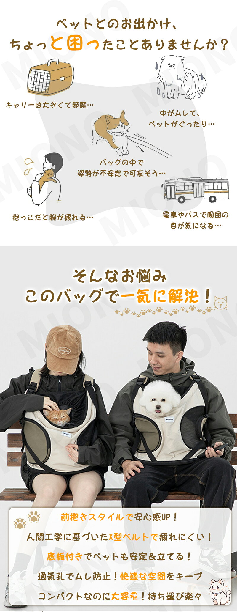 【5％OFFクーポン配布中】 ペットキャリー 猫 高品質スリング ペット用品 キャリー...