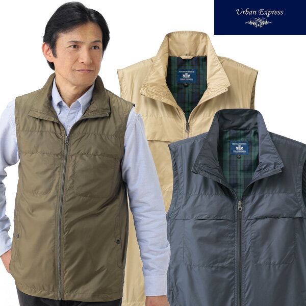 撥水加工裏地メッシュベスト URBAN EXPRESS アーバンエクスプレス 収納力抜群5ポケット 通気性抜群メッシュ生地 メンズ 春夏秋 40代 50代 60代 92101-SAI