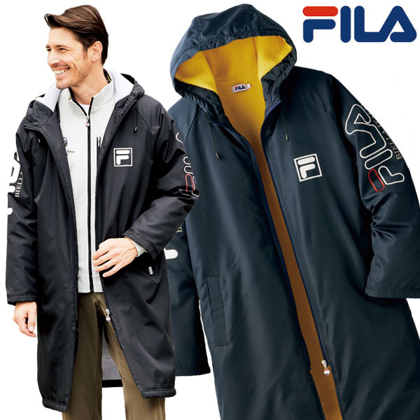 楽天エムスリー裏ボア防風ロングコート FILA フィラ 撥水加工 スポーツ観戦 ウォーキング メンズ 秋冬春 40代 50代 60代 957986