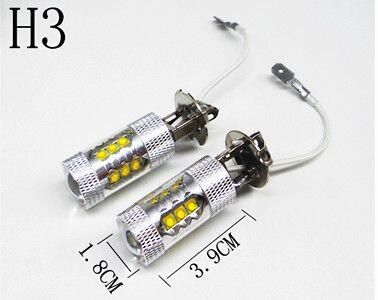 Rakuten - 12V24V H3 LEDフォグランプ 80W 2個セット ホワイト 白色 送料無料