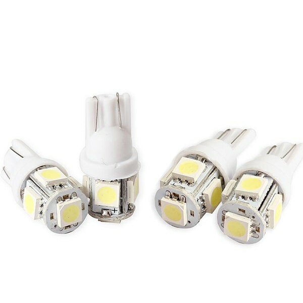 Rakuten - 4個 LED SMD 5連 T10 ポジション球 ホワイト