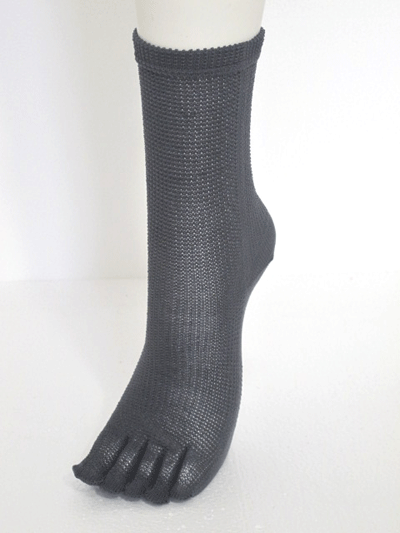 上質 メンズ 5本指ソックス 夏用 鹿の子メッシュ編み かかと付き 25〜26cm 涼しい 夏素材 メンズ靴下