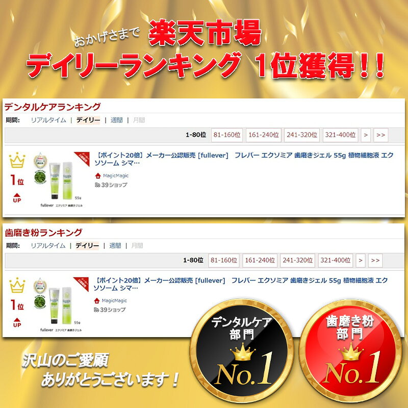 MagicMagicの【8/10限定！抽選で100％ポイントバック】〈3〉メーカー公認販売 おひとりさま単品8本まで [fullever]　フレバー エクソミア 歯磨きジェル 55g 植物細胞液 エクソソーム シマアザミ EXOMIA 口腔ケア オーラルケア ムシ歯予防 歯垢除去 口臭予防 ホワイトニング｜アングル3