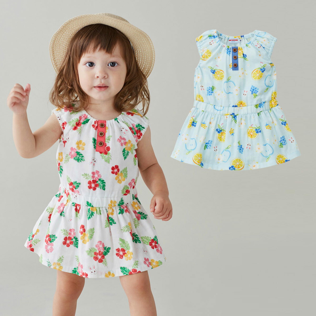 セール30%OFF！ミキハウス うさこトロピカル柄 ワンピース(80cm・90cm・100cm)ミキハウス正規販売店●メール便OKのサムネイル