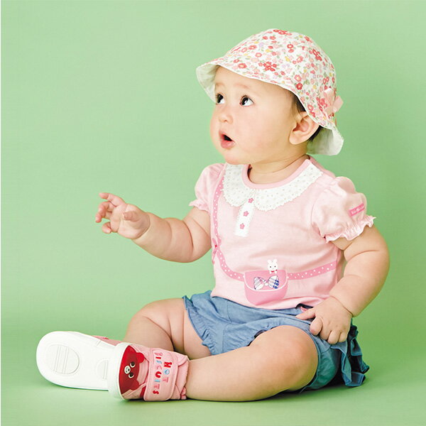 セール30%OFF！ホットビスケッツ サスペンダー＆ポシェットプリント ベビーボディシャツ(70cm・80cm)ミキハウス正規販売店●メール便OK