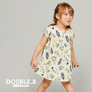 【セール30%OFF】【メール便OK】【DOUBLE B ダブルビー】綿麻素材の総柄ワンピース(80cm・90cm・100cm)