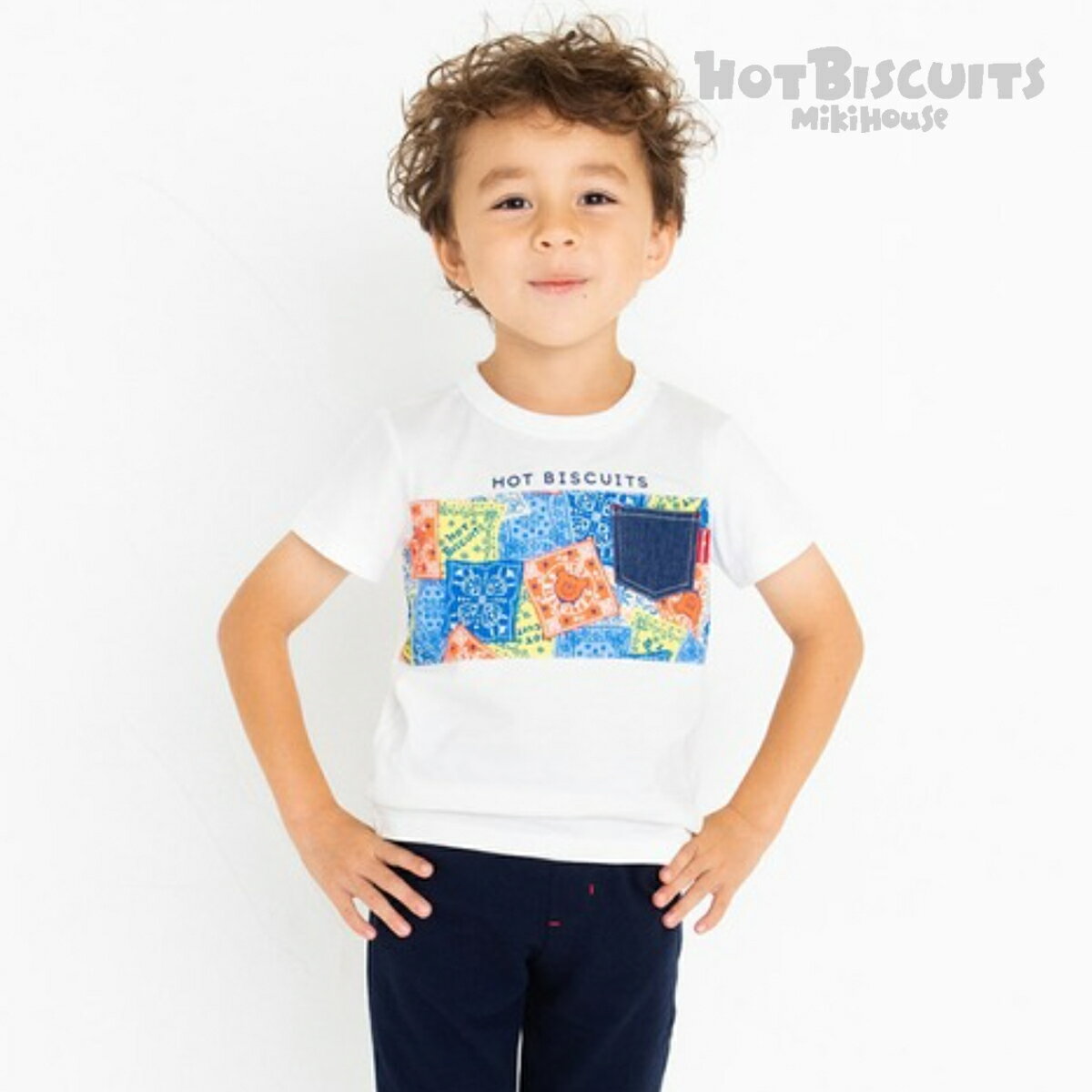 【セール30 OFF】【メール便OK】【HOT BISCUITS ホットビスケッツ】バンダナ柄 半袖Tシャツ(80cm-120cm)【ミキハウス】