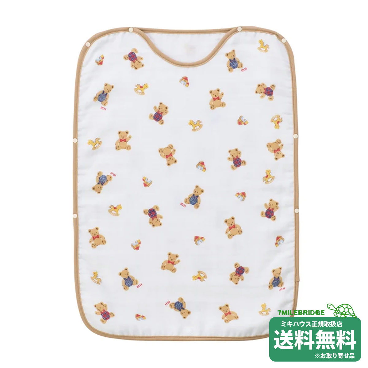 ミキハウス ミキハウスベア総柄 ベビー ガーゼスリーパー ミキハウス正規販売店●メール便不可