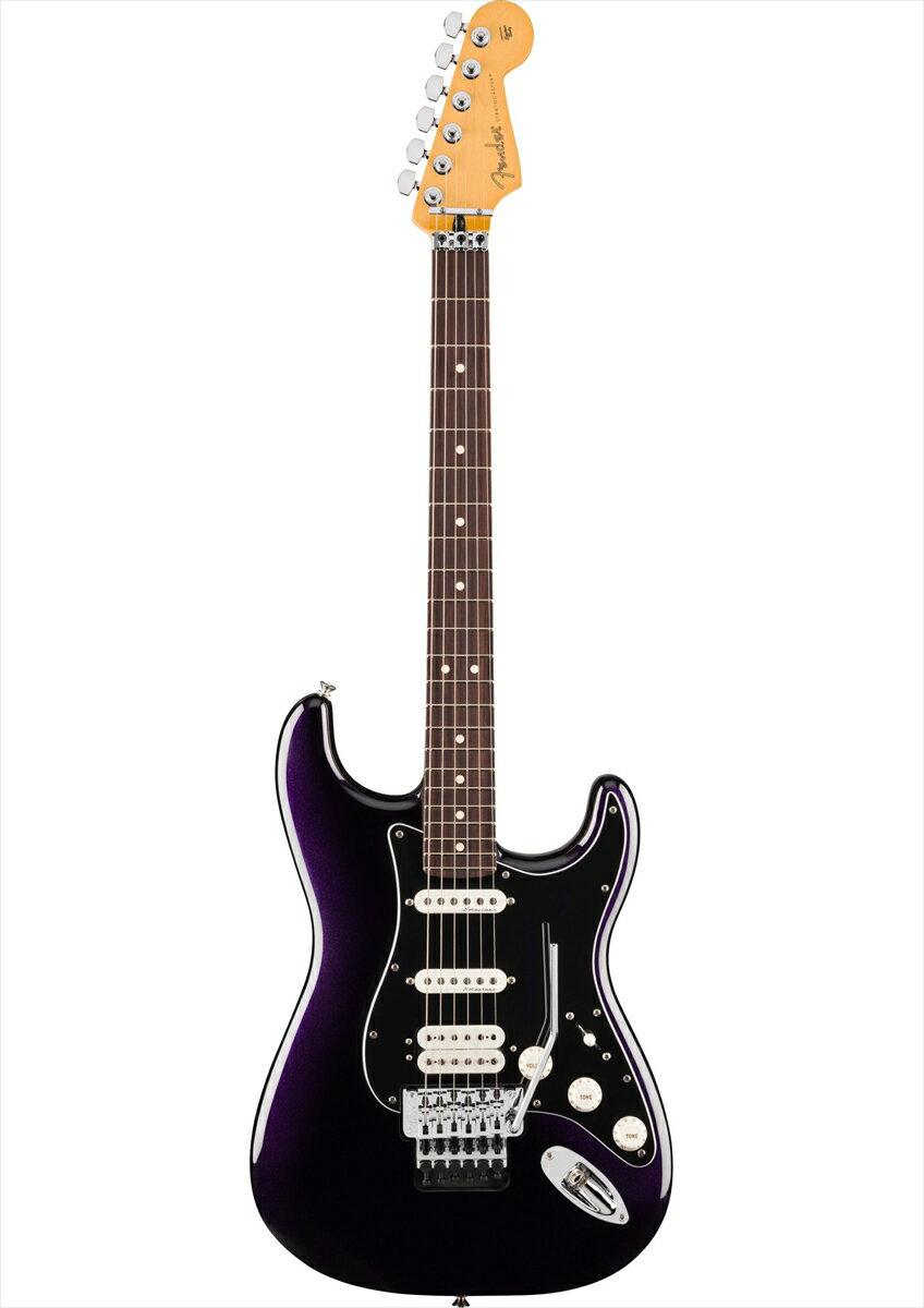 現代のギタリストやベーシストのための主要なアップグレードが施されたPlayer II Modifiedは、あなたのパフォーマンスを次のレベルに引き上げてくれる多用途な製品をラインアップしています。Player II Modified Stratocaster HSS Floyd Roseは、モダンプレイヤーを念頭に置いて設計されたクラシカルなギターです。Modern "C"ネックシェイプ、シルキーなサテンウレタンフィニッシュを施したネックバック、12インチラジアスのスラブローズウッド指板、滑らかにロールオフ処理された指板エッジ、22本のミディアムジャンボフレットなど、ネックに注がれたすべてのディテールが、高速で流れるようなプレイアビリティをサポートします。アルダーボディはフェンダーらしいパンチのあるトーンが特徴で、様々な新しいカラーフィニッシュが用意されています。Player IIハムバッカーは明瞭度の高いパワフルなサウンドを提供し、Player II Noiselessピックアップは、不要なノイズを抑制しながら、クラシックなストラトの煌びやかなトーンを奏でます。トーン2ノブに備えられたプッシュ／プルスイッチ機能は、ハムバッカーをコイルスプリットし、シングルコイルとして使用することも可能です。Floyd Rose Specialトレモロはアグレッシブなアーミングを行っても、チューニングの安定性を堅牢に維持します。Body：AlderBody Finish：Gloss PolyesterBody Material：AlderBody Shape：StratocasterFingerboard Material：RosewoodFingerboard Radius：12" (305 mm)Neck Construction：4-Bolt StandardNeck Finish：Satin UrethaneNeck Material：MapleNeck Shape：Modern "C"Number of Frets：22Nut Material：Floyd Rose R3 LockingNut Width：1.6875"Position Inlays：White DotSide Dots：WhiteString Nut：Floyd Rose R3 LockingTruss Rod：Single Action, Head AdjustFret Size：Medium JumboScale Length：25.5" (64.77 cm)Auxiliary Switching：Push/Pull Pot On Tone 2 For Coil Split on Humbucking PickupBridge Pickup：Player II Modified HumbuckerControls：Master Volume with Treble-Bleed, Tone 1. (Neck/Middle Pickups), Tone 2. (Bridge Pickup)Middle Pickup：Player II Noiseless StratNeck Pickup：Player II Noiseless StratPickup Configuration：HSSSwitching：5-Position Blade: Position 1. Bridge Pickup, Position 2. Bridge and Middle Pickup, Position 3. Middle Pickup, Position 4. Middle and Neck Pickup, Position 5. Neck PickupBridge：Floyd Rose Special Double-Locking TremoloControl Knobs：Parchment PlasticHardware Finish：Nickel/ChromeNeck Plate：4-Bolt with "F" LogoPickguard：3-Ply Black/White/BlackPickup Covers：ParchmentStrap Buttons：Vintage-StyleString Trees：Modern Dual-WingStrings：Fender USA 250L Nickel Plated Steel (.009-.042 Gauges), PN 0730250403Switch Tip：ParchmentTuning Machines：Standard Cast/Sealed付属品：ギグバッグ、保証書
