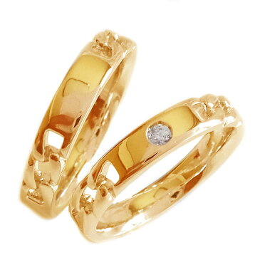 結婚指輪 ピンクゴールド K10 マリッジリング ペアリング ダイヤモンド ペア2本セット K10pg ダイヤ【送料無料】