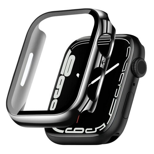 TEMEDO 対応 Apple Watch ケース Series 9/8/7 アップルウォッチ カバー PC素材 メッキ加工 Apple Watch カバー 全面保護 二重構造 アップルウォッチ ケース ガラスフィルム 一体型 高耐久 高透過率 装