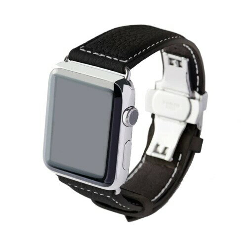 (EPONAS) エポナス Apple Watch対応 バンド レザー ドイツ ペリンガー社製 シュリンクレザー 本革 Dバックル 45mm 44mm 42mm 41mm 40mm 38mm SE Ultra 対応 ダブルバックル (シルバーメタル)