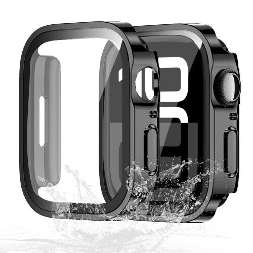 YAODLE Apple Watch ケース 42mm 対応 Series 11/10 アップルウォッチ カバー 防水・防塵 Apple Watch カバー PC素材 直角エッジデザイン 軽量 指紋防止 傷防止 頑丈 耐衝撃(Series 11/10，42mm，光沢のブラ