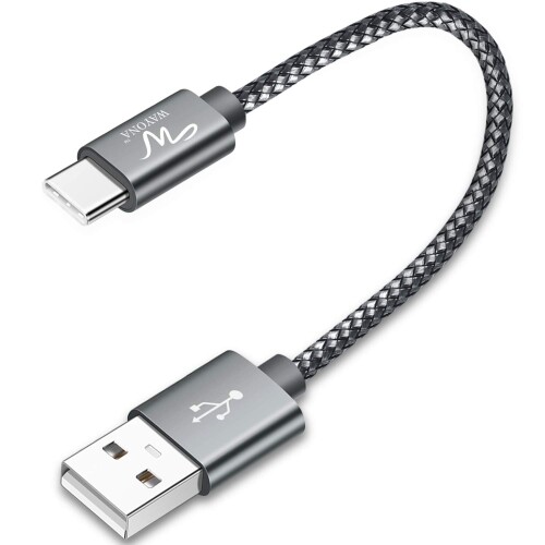 Wayona USB タイプ C- USB ナイロン編組急速充電器スマートフォン用急速充電ショートケーブル と互換性がありますSamsung Galaxy S21/S20/S10/S9/S9+/Note 9/S8/Note 8、Lg G7 G5 G6、Moto G6 G7(0.25M グレー)