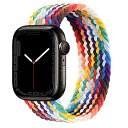Apple Watch バンド ブレイデッドソロループ 編組バンド 通気性 防汗 取付簡単 交換ベルト 柔らかいシリコーン糸混紡リサイクルヤーン素材 コンパチブル apple watch series 7/6/5/4/SE/3/2/1対応 ア