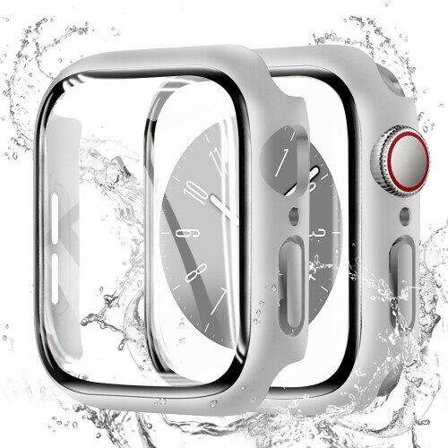 CAERMA for Apple Watch ケース Series 11/10/9/8/7/SE3/SE2/SE/6/5/4 42mm 超薄型 for アップルウォッチ カバー 防水 PC素材 硬度9H強化ガラス 高透過率 指紋防止 耐衝撃 全面保護 for Apple Watch カバー シルバー