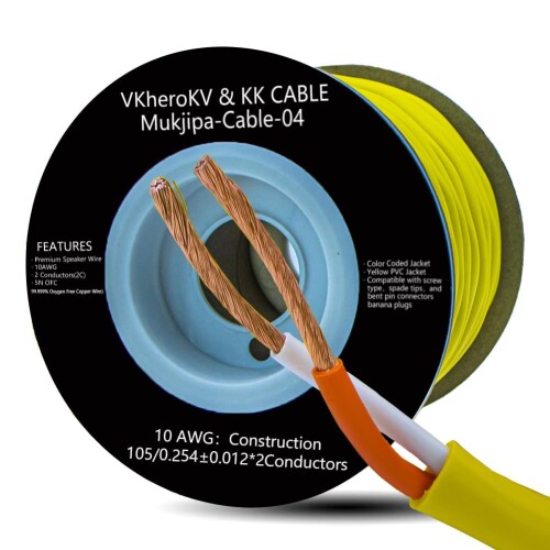 KK Cable Mukjipa-Cable-04 10AWG(ゲージ)×2Conductor オーディオケーブル 5N（99.999%）OFC 無酸素純..