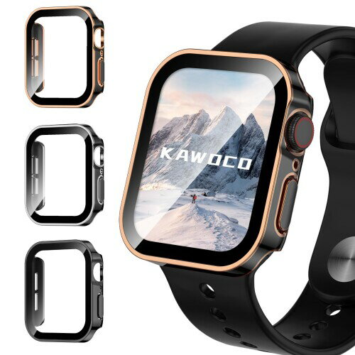 Kawoco アップルウォッチ 防水 カバー 保護 iWatch 42mm Series10 直角エッデザイン apple watch 用 ケース 対応 42mm ブラック/ローズゴールド と ブラック/シルバー と ブラック