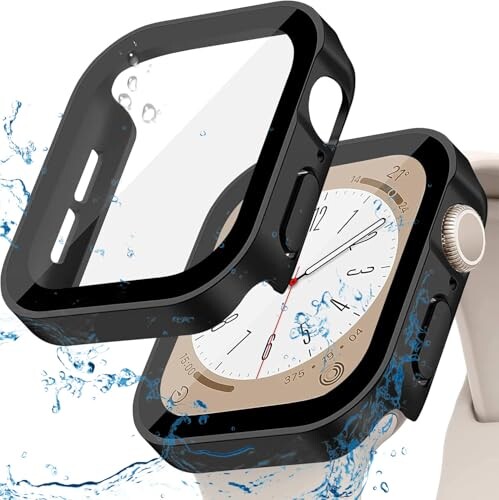 AIYYXX アップルウォッチ カバー 46mm 45mm 44mm 42mm 41mm 40mm 対応 あっふウォッチカバー 44mm 防水 一体型 新デザイン 3D直角エッジ 超薄型 PC+ガラス素材 高透過率 キズ防止 耐衝撃性 全面保護 app