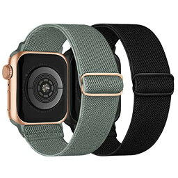 CCnutri コンパチブル Apple Watch バンド 49mm 45mm 44mm 42mm アップルウォッチ バンド ナイロン弾性ベルト Series Ultra/8/7/SE/6/5/4/3/2/1に対応 iWatch ベルト 長さ調整簡単 柔らかい 通気 ブラック/ター