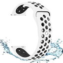 (Yoursea) スマートウォッチ交換用バンド 交換ベルト スポーツバンド レッドブラック 高級シリコンバンド 専用スポーツバンド 通気 汚れ防止 水洗い可 ストラップ ラバーベルト (White-Black)