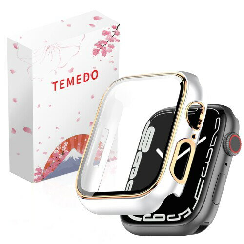 TEMEDO 対応 Apple Watch ケース Series SE3/SE2/SE/6/5/4 アップルウォッチ カバー PC素材 メッキ加工 Apple Watch カバー 全面保護 二重構造 アップルウォッチ ケース ガラスフィルム 一体型 高耐久 高