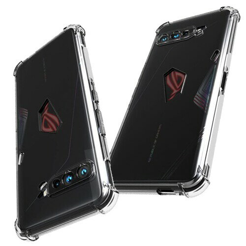 for ASUS ROG Phone3 クリアソフトカバー スマートフォンケース エアクッションでしっかり守る四角衝撃ガード付き (ASUS ROG Phone3)