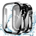 YUGYUG 対応 Apple Watch ケース Series 9/8/7 Apple Watch カバー PC素材 IP68 防水ケース 3D直角エッジデザイン 光沢式 アップルウォッチ ケース ガラスフィルム 一体型 日本旭硝子材 二重構造 アップ