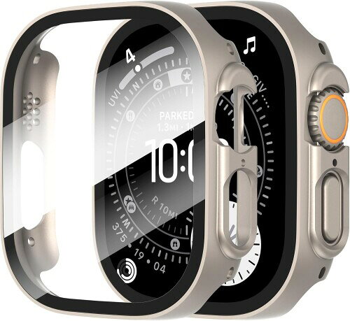 ELYBYYLE for Apple Watch ケース Apple Watch Series 9/8/7 45mm対応 一体型 applewatch 用カバー アップルウォッチ ケース 傷防止 耐衝撃 超軽量 PC素材 全面保護 チタンゴールド