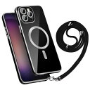 iPhone 15 Pro Max 用ケースショルダー 肩掛け 首かけ 斜めがけ ショルダー ケース メッキ加工 永久磁石 レンズ保護 薄型 軽量 TPU 携帯カバー 指紋防止 長さ調整可能 取り外し可能 落下防止