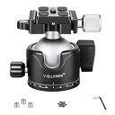 VIELKNOV 46mm 低重心 ボール雲台 アルミ 360度回転 ボールヘッド パノラマ アルカスイス互換 クイックシュー 自由雲台 3/8"-1/4"ネジアダプター付き 一眼レフ DSLR ビデオカメラ用 最大耐荷重20K