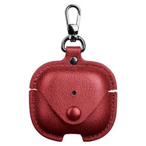 CYBERGARAGE・AirPods4 ケース AirPods 4 カバー PUレザー シンプル カラビナ付き 保護カバー アイホン エアーポッズ 第4世代 2024モデル ワイヤレスイヤホン 傷防止 保護ケース(レッド)