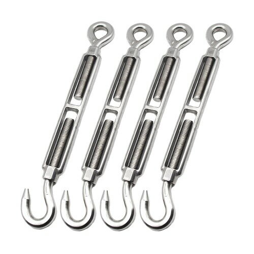 Mitoland ターンバックル (フック・アイ) 張り具合調整 ワイヤーロープ ケーブル ステンレス304 強風対..