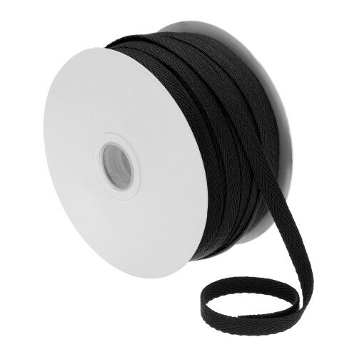 PATIKIL 綿ツイルテープ 1/4" 50ヤード 100% 綿リボン バイアスバインディングテープ ヘリンボーンウェビング お裁縫 ギフトラッピング 用 黒色