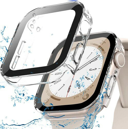 BOOLINN 可兼容 アップルウォッチ カバー Series 11/10/9/8/SE3/SE2/SE/7/6/5/4 対応 Apple Watch カバー 44m 防水 一体型 新デザイン 3D直角エッジ 超薄型 PC+ガラス素材 高透過率 耐衝撃 高感度 全面保護 ap