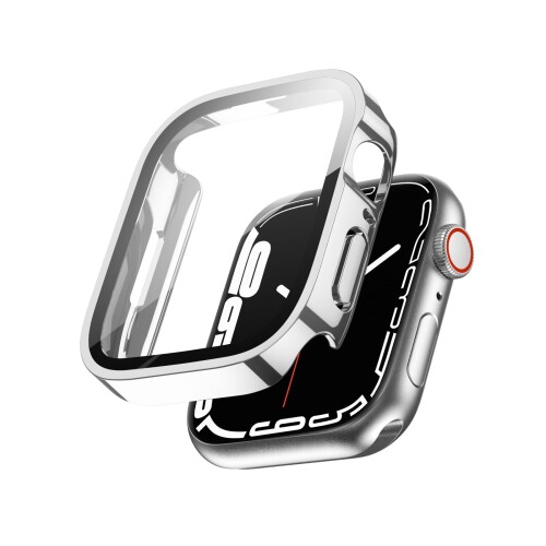 ILYAML for Apple Watch ケース IP68完全防水 バンド 水泳・スポーツ専用 防水ケース 3D直角エッジデザイン Apple Watch Series11/10 46mm対応 光沢のシルバー