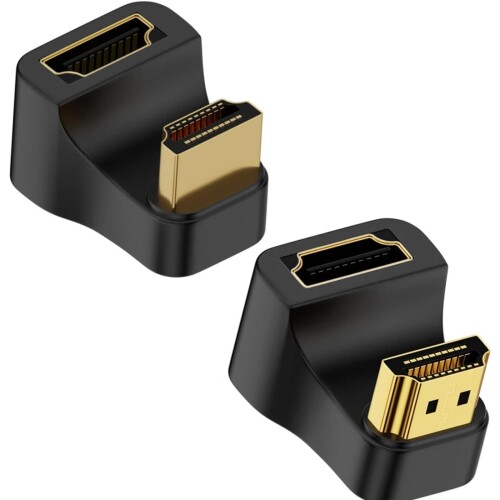 8K度角度付き U型 U字 HDMI オス - HDMI メスアダプタ、上向き/下向き HDMI 延長アダプタ 48Gbps HDMI ..