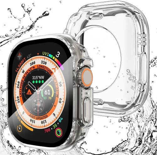 ELYBYYLE for Apple Watch ケース Apple Watch Ultra 2/Apple Watch Ultra 49mm 用 ケース 360度全面防水 バンド 水泳・スポーツ専用 ガラスフィルム 一体型 apple watch 用 カバー 360フルボディ防水 アップルウォ