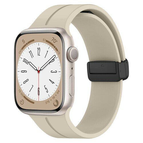 楽天まばし商店磁気バックルデザインウォッチバンドコンパチブル Apple Watch バンド 38mm 40mm 41mm、防水スポーツ調整可能で快適なソフトシリコンブレスレット iWatch シリーズ 8 7 6 5 4 3 2 1 SE 用 スターライ