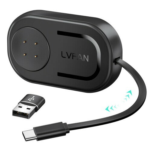 LVFAN Pixel Watch 3/2&Fitbit Versa 4/ Sense 2用 充電器 引き込み式 充電ケーブル USB C&USB A デュアルポート用 充電器 Google Pixel Watch 3/2&Fitbit Versa 4 3/ Sense 2/ Sense対応 交換用アクセサリー ブラック