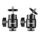 NEEWER ミニボール雲台 2個 コールドシューと1/4"ネジ付き 360°回転&90°傾斜可能 ボールヘッド カメラホットシューマウント カメラ/ビデオカメラ/スマホ/LEDビデオライト/マイク/リングラ
