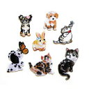 Zolarkar ワッペン アイロン 刺繍 猫と犬 アップリケ 7枚 アイロン接着 かわいい 小さい デコシール パッチ 補修 DIY 装飾 子供 女の子 男の子 バッグ、帽子、靴、服、パンツ （猫と犬）