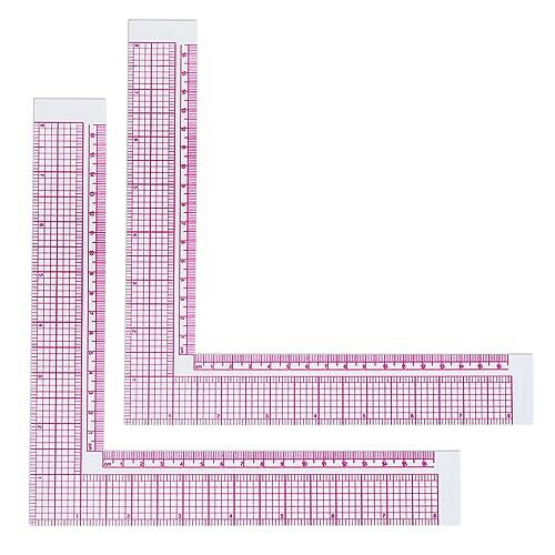 サムコス 裁縫定規 L字型定規 プラスチック 縫製定規 裁縫道具 直角90度定規 測定 ライン 手芸 DIY 洋裁や衣装デザイン 2枚セット (L字型)