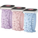 花の彫刻バンド for Apple Watchバンド 42mm 40mm 45mm 41mm 38mm 44mm 49mm 46mm レディース、シリコン かわ...