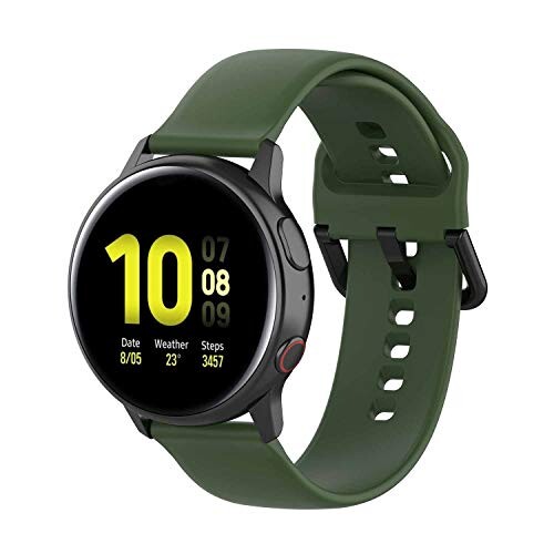 交換バンド For Samsung Galaxy Watch Active 2 シリコン 3節バンド 交換ベルト 耐衝撃 防汗 腕時計 20mm 替えストラップ (アーミーグリーン)