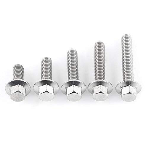 Walfront 10本M6 304ステンレス鋼製 六角フランジねじボルトファスナー（M6×25mm） フランジボルト m6 ..